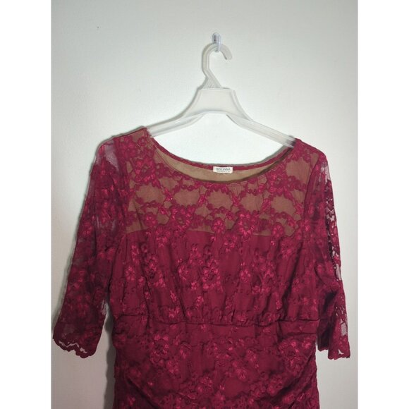 Kiyonna Womens Dress Lace Red Burgundy Maroon Christmas Holiday Plus Size 3X - Picture 3 of 12